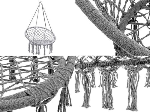 SZARY HAMAK FOTEL WISZĄCY HUŚTAWKA BOCIANIE GNIAZDO HUŚTAWKA BOHO na Arena.pl