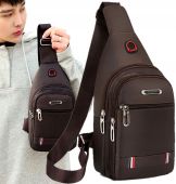 Męski Plecak Torba lekka saszetka na ramię nerka  T107_Brązowy