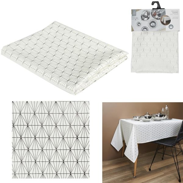 Obrus Geometric Dore biały/srebrny 140x250cm zdjęcie 5