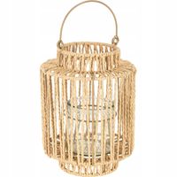 LAMPION PLECIONY Z UCHWYTEM NATURALNY BRĄZOWY 19 x 25 cm LATARENKA