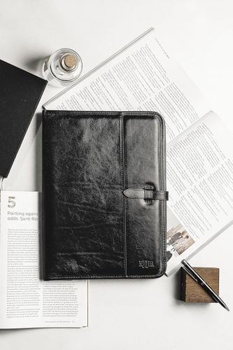 Teczka skórzana z klipem Noda A4 luksusowa konferencyjna czarna na Arena.pl