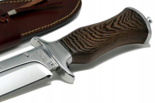 Nóż myśliwski BOWIE ręcznie wykonany stal D2 drewno WENGE skórzane etui na Arena.pl