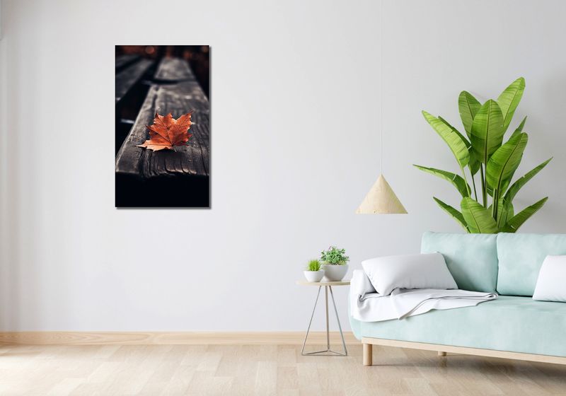 Obraz 50x90cm Pojedynczy Liść zdjęcie 2