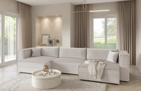 Kremowy Narożnik z Funkcją Spania 348x148 cm MONKI U IT - Różne Kolory