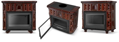 Piec kominek kaflowy z żeliwnym wkładem BERGEN by HIGHER na Arena.pl