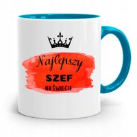 Kubek Błękitny Dla Szefa Najlepszy Na Świecie Z Nadrukiem Ze Zdjęciem