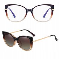 DAMSKIE Okulary 2w1 CLIP-ON Zerówki do KOMPUTERA +NAKŁADKA PRZECIWSŁONECZNA