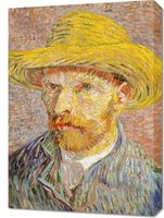 Obraz 50x70cm Self-Portrait with a Straw Hat, Van Gogh Vintage