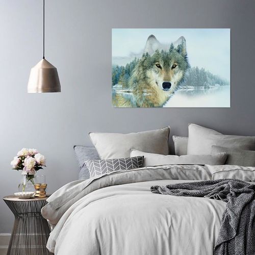 Obraz na płótnie - Canvas, Wilk nad jeziorem 80x60 na Arena.pl