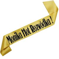 Hot Rozwódka + imię - złota szarfa z czarnym nadrukiem