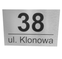 Tabliczka metalowa adresowa ze srebrnego dibondu 30x20 cm z nadrukiem uv