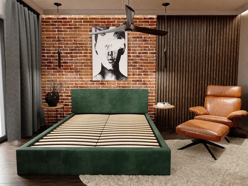 ŁÓŻKO TAPICEROWANE 140x200 ŁÓŻKO PODWÓJNE Z POJEMNIKIEM BUTELKOWA ZIELEŃ na Arena.pl