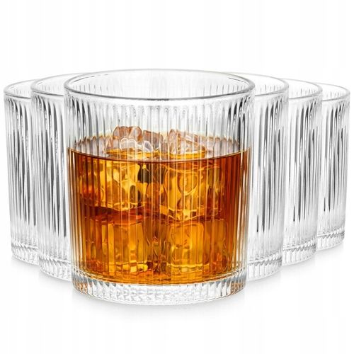 6x Szklanki RYFLOWANE do napojów wody drinków whisky zestaw szklanek 310 ml na Arena.pl