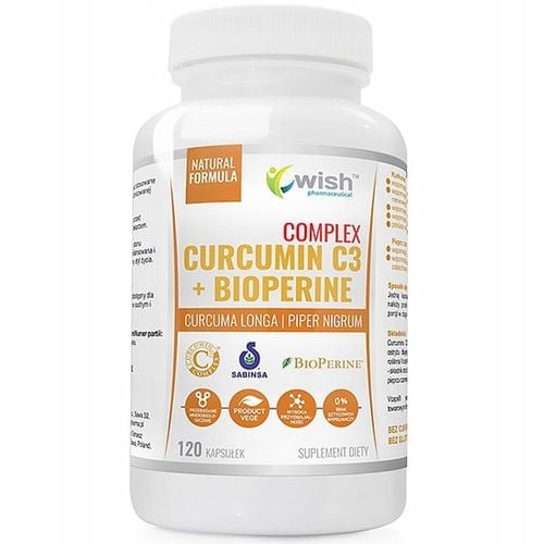 WISH Curcumin C3+Bioperine Complex 120caps KURKUMINA PIPERYNA EKSTRAKTY na Arena.pl