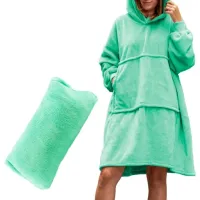 CIEPŁA BLUZA KOC oversize MIĘTOWA prezent dziewczyny żony na urodziny 18-99