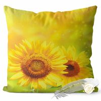 Poszewka 3D bawełna satyna 40x40cm  KWIATY SŁONECZNIKA