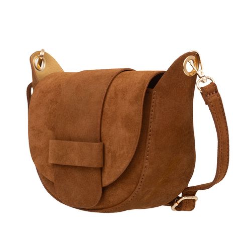 VERA PELLE torebka damska zamszowa mała listonoszka z paskiem V702 camel na Arena.pl