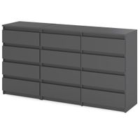 Komoda 12 Szuflad Szafka Nowoczesna Szara Mat Loft 180cm Salon Sypialnia