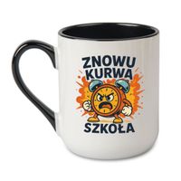 KUBEK "ZNOWU KURWA SZKOŁA" Wzór - Elegant Coffee Czarny 330 ml