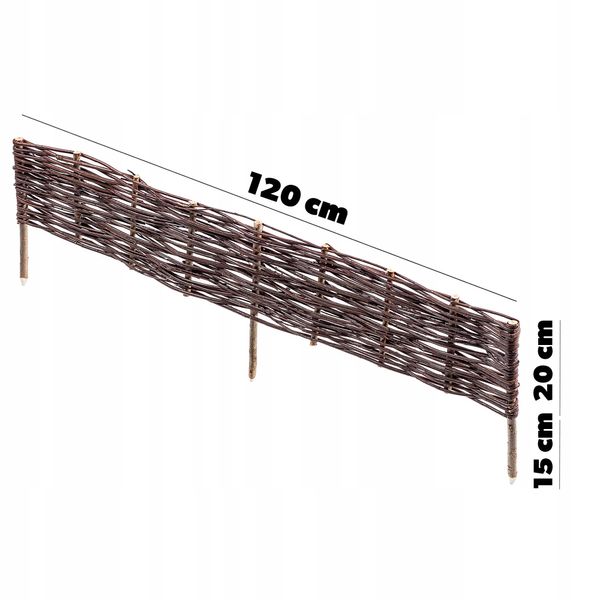 Palisada Ogrodowa 120x20cm Obrzeże Płot Wiklinowy zdjęcie 3