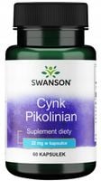 Swanson Cynk pikolinian 22mg 60 kapsułek Włosy Skóra Odporność Infekcje