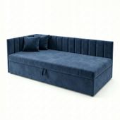 Łóżko z materacem SILEO 80/195 Tapczan jednoosobowy - granatowe