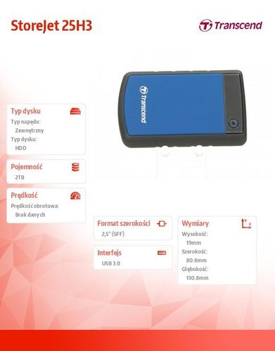 StoreJet 2.5' H3B 2TB USB3.0 BLUE na Arena.pl
