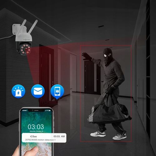 KAMERA ZEWNĘTRZNA OBROTOWA IP WiFi 4X ZOOM 4MPx 4MP DETEKCJA SMART HD ICSEE na Arena.pl