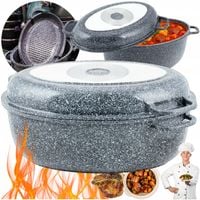 SOLIDNA Brytfanna 2w1 MARMUROWA Z POKRYWĄ GRILLOWĄ 38cm 8.0L GAZ INDUKCJA