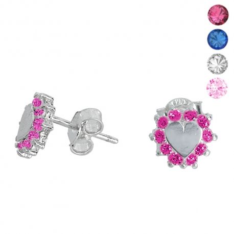 SREBRNY KOMPLET SERDUSZKA NA SZTYFT SREBRO PRÓBY 925 DOSTĘPNE RÓŻNE KOLORY na Arena.pl