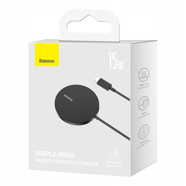 Baseus ładowarka indukcyjna Simple Mini 3 15W MagSafe iphone kabel USB-C zdjęcie 1
