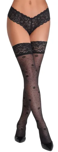 cottelli legwear pończochy z koronką i kwiatowym wzorem 20 den czarne na Arena.pl