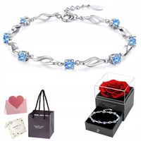 MODNA Bransoletka Srebrna Damska Niebieska CYRKONIA Na Prezent dla