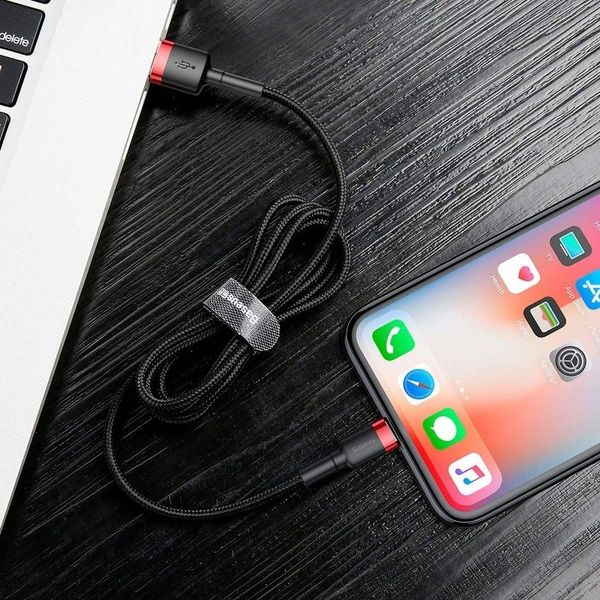 Kabel Lightning USB Baseus Cafule 2,4A 1m (czarno-czerwony) zdjęcie 8