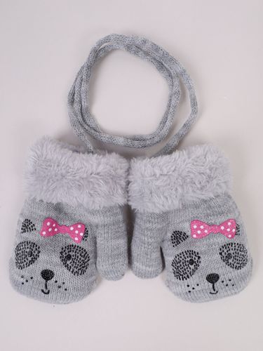 Rękawiczki dziewczęce jednopalczaste ze sznurkiem szare 14 cm YOCLUB na Arena.pl