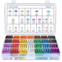 ZESTAW BEZPIECZNIKÓW SAMOCHODOWYCH 2/3/5/7.5/10/15 /20/25/30/35/40A 300 SZT