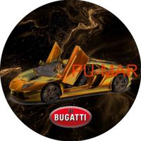 Opłatek na tort Urodziny 18 30 40 Bugatti Auto Samochód Logo Tekst Gratis
