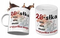 20 Urodziny Zestaw Kubek + Skarbonka Na Prezent Z Nadrukiem Ze Zdjęciem