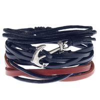 Męska bransoletka skórzana kotwica zestaw