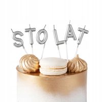 ŚWIECZKA URODZINOWA STO LAT LITERKI SREBRNE NA IMPREZĘ URODZINOWĄ