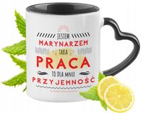 Dla Marynarza Kubek Czarny Z Uszkiem W Kształcie Serca Na Prezent