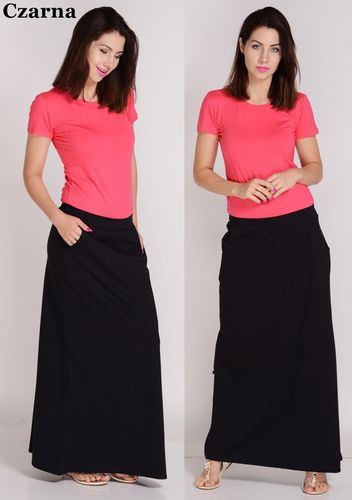 MAXI DŁUGA SPÓDNICA Z KIESZENIAMI prosta - KOLORY na Arena.pl