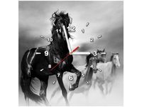 40X40CM ZEGAR CZARNY KOŃ OBRAZ