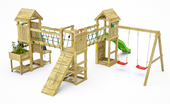 Plac zabaw drewniany DUMO Piracka Przystań z huśtawkami i zjeżdżalnią