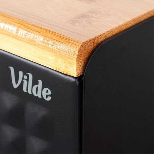 Chlebak Czarny Metalowy Bambusowy Pojemnik Kuchenny na Pieczywo Chleb na Arena.pl