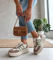 Beżowe Skórzane Sneakersy Na Platformie Filippo 38