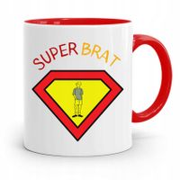 Kubek Czerwony Prezent Dla Brata Super Brat Z Nadrukiem Ze Zdjęciem