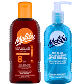Malibu Suchy Żel Z Karotenem SPF8 200ml + Ice Blue Żel Po Opalaniu 200