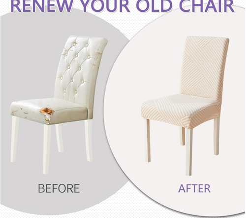 Pokrowiec Na Krzesło Ecru Żakard Prążki na Arena.pl