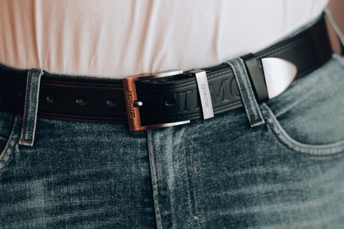 PASEK do spodni MĘSKI szeroki SKÓRZANY CZARNY r100 na Arena.pl